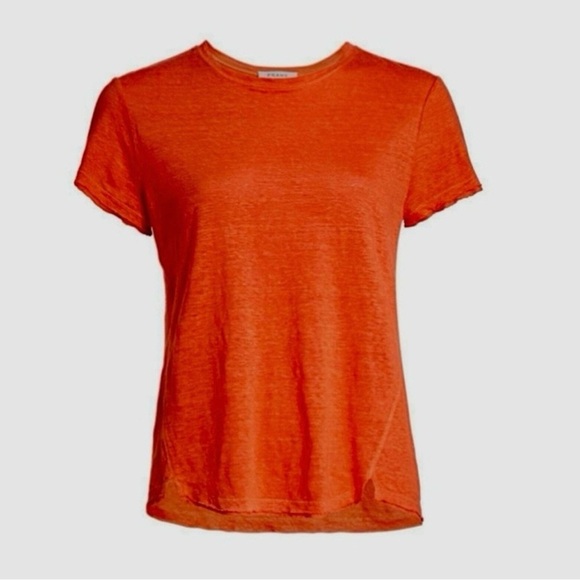 FRAME Linen Blend Orange Short Sleeve Tee – XS - Picture 3 of 5